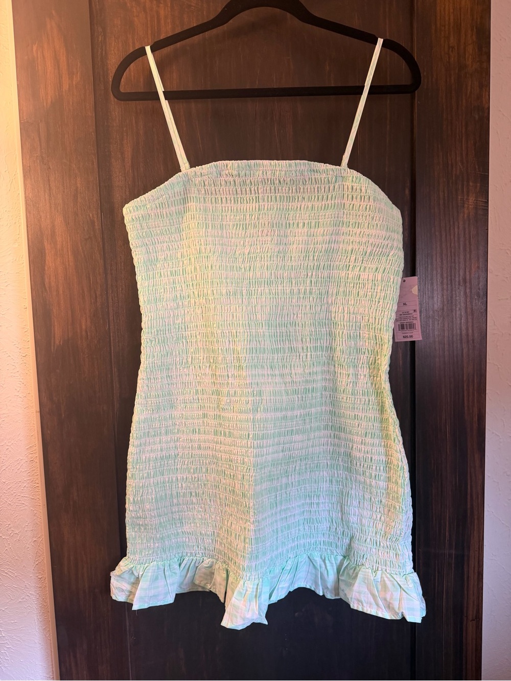 Smocked Mint Green Women’s Dress with Ruffle Hem
